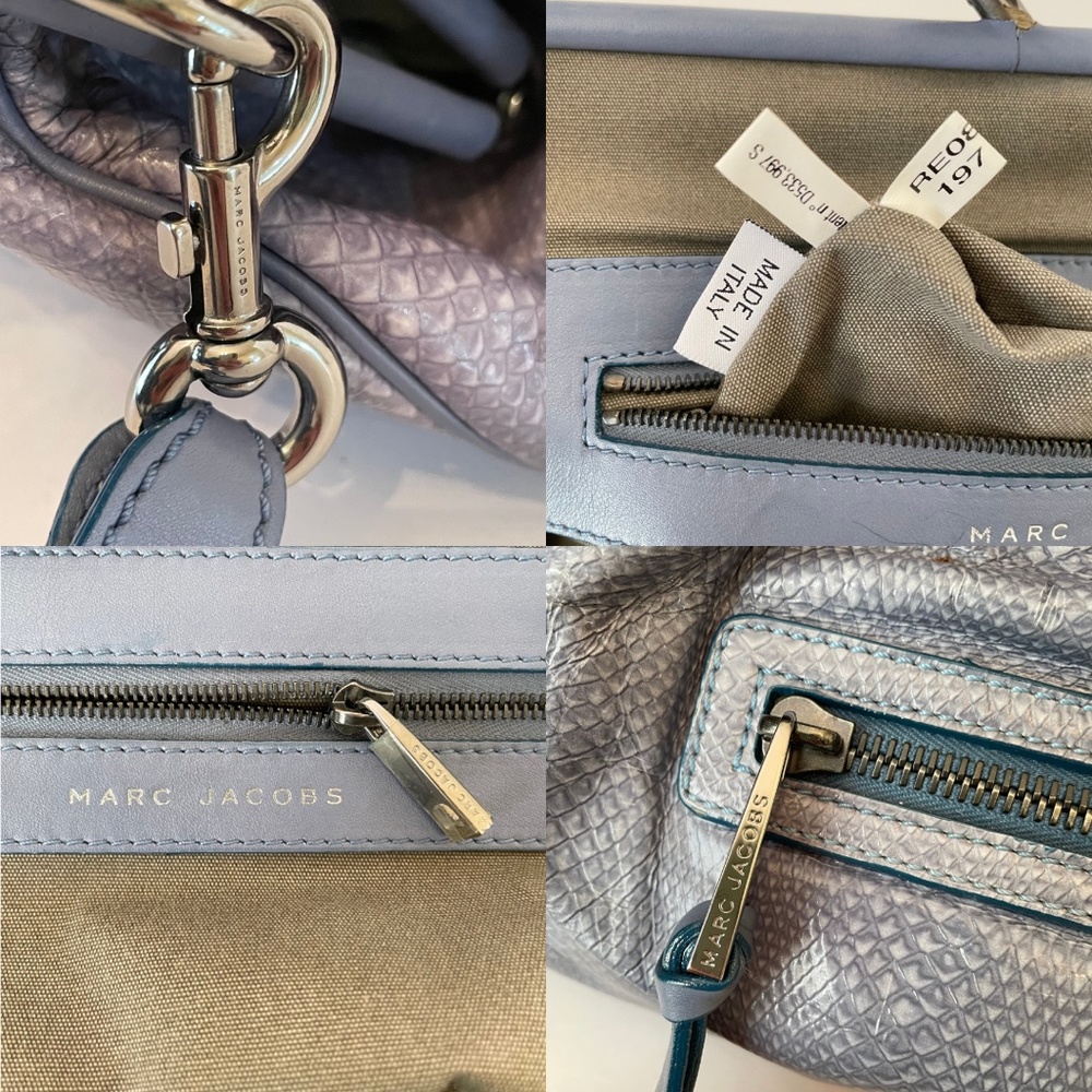 Marc Jacobs Smoke Blue Snakeskin Embossed Stam Resort Hand Bag - Picture 15 of 16